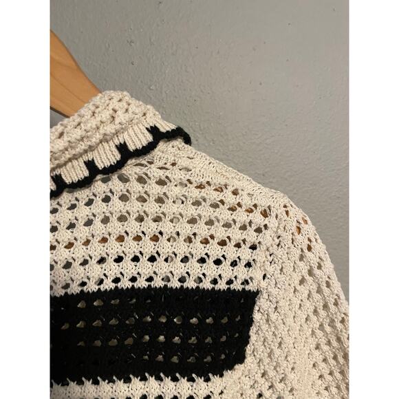 ONLY Cardigan Sweater Womens Small Striped Crochet Button Up Knit Top - Picture 4 of 8